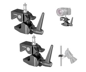 SMALLRIG Super Clamp Kit 2-Pack, Heavy Duty Max Load 33lb /15kg, with a 1/4"-20 & a 3/8"-16 Top Screw on a 5/8" Stud, for Photography Studio Video Camera Lighting, for Round Pipe and Flat Surface 5318