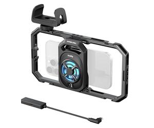 SMALLRIG Universal Hyper Chill Cooling Phone Cage for iPhone/Android, with 15W Active Cooler & 2-in-1 USB-C Adapter & Power Bank Holder, Compatible 2.5-3.1" Phones, Live Streaming Video Shooting -5275