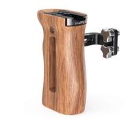 SMALLRIG Universal Side Wooden Handle Grip with 1/4''-20 Screws - HSN2093D | for DSLR Camera Cage, Max. Load 15kg/33lbs, Up and Down Adjustable, for Left or Right Hand, Camera Handle with Cold Shoe