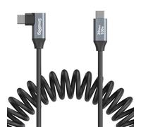 SMALLRIG USB C to USB C Coiled Data Cable 20Gbps High Speed Data Transfer | 90 Degree USB C Cable, Support PD 100W Fast Charging, for iPhone, Laptops and Cameras etc. (Straight to Angled) - 4792
