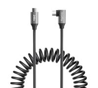SMALLRIG USB C to USB C Coiled Data Cable (Straight to Angled), 240W PD 3.1 Fast Charging Cable, USB 2.0 Data Transfer, TPU Coiled Design, Aluminum Alloy Shell for iPhone, Laptops, Tablets & More-5730