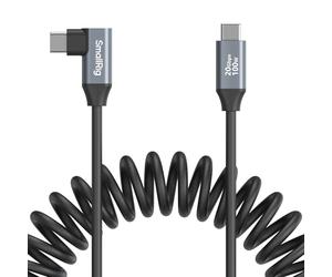 SMALLRIG USB C to USB C Coiled Data Cable (Straight to Angled), 90 Degree USB C Cable 20Gbps High Speed Data Transfer, Support PD 100W Fast Charging, for iPhone, Laptops and Cameras etc. - 4792