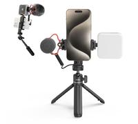 SMALLRIG VK-50 Vlogging Kit, Foldable Phone Tripod, Video Recording Equipment, with Tripod and Mount Light and Shotgun Mic, Lightweight Portable Vlog Stick for iPhone for Samsung etc.-4369