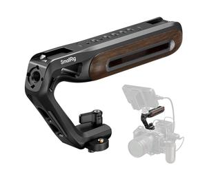 SMALLRIG Wooden Top Handle with NATO Clamp & NATO Rail - 5251 | Wooden Top Handle for Camera Cage, Load Capacity up to 15kg / 33.1lb, 3/8"-16 Locating Holes for ARRI & 1/4''-20 Threaded