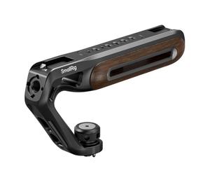 SMALLRIG Wooden Top Handle with Retractable 1/4''-20 and 3/8''-16 Locating Screw for ARRI, Max Load 15kg / 33.1lb for Universal Camera Cages and Rigs, 2 Cold Shoe Adapters to Mount Accessories - 5252