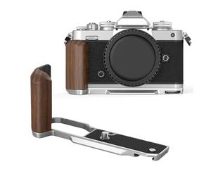 SMALLRIG Z fc Wooden Handgrip, L-Shape Grip Holder for Nikon Z fc Camera, Retro-Style Side Handle with 1/4"-20 Threaded Hole, Cold Shoe, Quick Release Plate for Arca (Sliver) - 4803