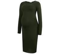 Smallshow Women's Long Sleeve Maternity Dress Ruched Pregnancy Clothes,Army Green,M
