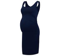 Smallshow Women's Maternity Dress Sleeveless Ruched Pregnancy Clothes Summer,Navy,S