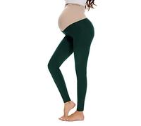 Smallshow Women's Maternity Leggings Over the Belly Stretch Pregnancy Clothes Deep Green M