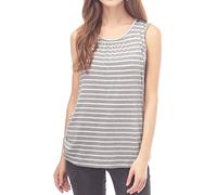 Smallshow Women's Maternity Nursing Tank Top Summer Sleeveless Breastfeeding Clothes,Light Grey Stripe,XL