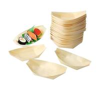 Smallterm 50PCS Salad Bowl Disposable Bowls Finger Food Bowls, Boat Biodegradable Wood 11 cm x 6.5 cm