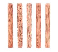 Smallterm 5PCS Pottery Tools Wood Hand Rollers for Clay Clay Stamp Clay Pattern Roller