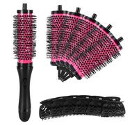 Smallterm 6pcs/set 3 Sizes Detachable Handle Hair Roller Brush with Positioning Clips Aluminum Ceramic Curler Comb Hairdresser