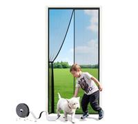 SMALUCK Magnetic Door Screen, Heavy Duty Fly Screen Mesh with Powerful Magnets, Durable Mesh Curtains Keeps Bugs Out, Frame Hook & Loop, Kid and Pet Friendly, 90 x 210 cm, Black