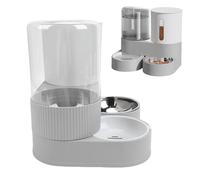 Smandy 2 in 1 Pet Food Water Dispenser, Automatic Large Capacity Long Lasting Freshness Cat Feeder and Water Dispenser for Cats Dogs (Gray)