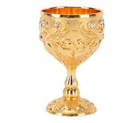 Smandy 2Pcs Vintage Embossed Goblets, Goblets & Chalices Rhinestone Wine Cups Metal 7cm Ornate Chalice Set for Wedding Party Couple Gift Ceremony 2Pcs Vintage Embossed, Gold