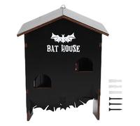 Smandy 3 Chamber Bat Box, Wooden Hanging Large Capacity Bat Shelter for Garden Patio Backyard Outdoor Places