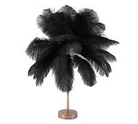 Smandy 30PCS Feathers Desk Lamp Touch Control USB C Rechargeable Built-in Battery 1800mAh with 3 Color Light Modes and Infinite Dimming for Bedroom Living Room Wedding (Black)