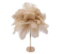 Smandy 30PCS Feathers Desk Lamp Touch Control USB C Rechargeable Built-in Battery 1800mAh with 3 Color Light Modes and Infinite Dimming for Bedroom Living Room Wedding (Light Tan)