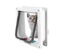 Smandy 4-Way Lockable Cat Flap Door for Cats & Small Dogs, Size M White ABS Material Pet Door