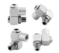 Smandy 4Pcs 360 Swivel Air Hose Connector, Fittings 1/4 Inch Universal Adapter Tool with Sealing Tape for Gas Line Fittings 4Pcs 360 Swivel Air Hose Connector, Aluminum 360 Degree