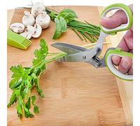 Smandy 5 Blades Kitchen Scissors, Stainless Steel Multipurpose Mincing Shears with Cover and Comb, 19.5 X 8 X 2 Cm for Chopping Vegetables Noodles Home Kitchen (As Shown)