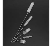 Smandy 5Pcs Stainless Steel Brush Set, Flexible Nylon Hair Aquarium Cleaning Tool, Multi Size for Fish Tank, Test Tubes, Bottles, Jewelry