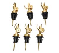 Smandy 6 Pack Golden Bottle Pourer Set, Stainless Steel Liquor Pour Spouts with Auto Flip Design for Wine Olive Oil Pouring with One Hand