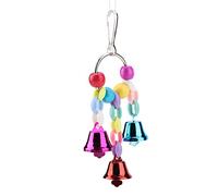 Smandy 6pcs Toys Bird Cage Accessories Colorful Wooden Metal Hanging Swing with Bells for Parakeets Cockatiels Lovebirds