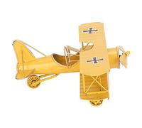 Smandy Airplane Decor, Metal Model with Vintage Design, Hand-Painted Blue Biplane for Home Office Cafe Decoration (Yellow)