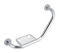 Smandy Angled Shower Grip Bar Bathtub Arm Stainless Steel Grab Bar with Soap Holder