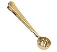 Smandy Coffee Spoon Sealing, 2 in 1 Stainless Steel Tight Sealing with Deepen Design for Coffee Tea Food Bag Folder Document Bill Holder (Flat-mouthed Gold)