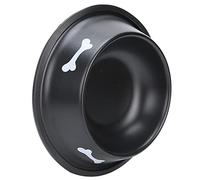 Smandy Dog Cat Stainless Steel Bowl 6.3in Non-Slip Rubber Bottom Pet Feeder with Elevated Design for Easy Swallowing Reduced Vomiting (Black)