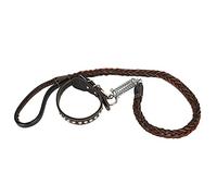Smandy Dog Walking Leash with Collar Pet Anti Lost Leash Set 50.6in Artificial Leather for Large Medium Dogs (Black)