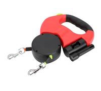 Smandy Dual Retractable Dog Leash, LED Light and Reflective Nylon Webbing for 2 Dogs, 360 Degree Control for Safe Night Walking (Red)