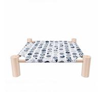 Smandy Elevated Cat Bed, Beds Hammock Wood Frame Promotes Airflow Anti Static Small Dog Cot for Overheating Pets Apartment Balcony Elevated Cat Bed, Raised Breathable Linen Wooden Cot (Wooden