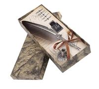 Smandy Feather Dip Pen, Natural Feather and Alloy Calligraphy Writing Set with 6 Nibs, for English Letters and Chinese Characters (Black)