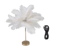 Smandy Feathers Table Lamp, USB Touch Switch 3 Color Dimming Desk Lamp with Gold Metal Base for Bedroom Study Living Room Wedding Decor