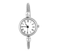 Smandy Lady Analog Quartz Wristwatch, Alloy Open Cuff Bracelet Watch with Roman Numeral Dial, Lightweight 16 to 18 G Jewelry Style Timepiece for Women (Roman White Plate)
