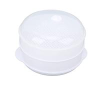 Smandy Microwave Steamer Plastic Steamers Microwave Safe Container with Transparent Ventilated Cover and Side Handles for Home Kitchen Cooking (Large Double Layer)