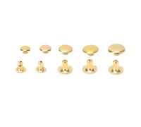 Smandy Multi Size Craft Rivets Set, Multi Size 6mm 7mm 8mm 9mm 10mm Brass Cap Rivets and Studs for Shoe Bag DIY (Gold)