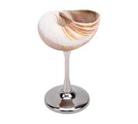 Smandy Natural Conch Wine Glass Conch Shell Glass, Natural Shell Iron Stem Handmade Unique Seashell Martini Goblet for Beach Wedding Cocktail Drinkware Anniversary Birthday (A)