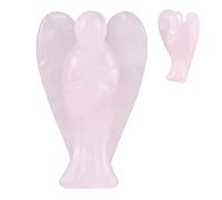 Smandy Opal Stone Peace Angel Pocket Figurine, Crystal Healing Guardian Angel, 2 Inch Rose Quartz Statue for Meditation and Positivity (2 inch rose quartz angel)