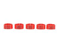 Smandy Pigeons Leg Ring, Plastic, 100 Pcs Variety Numbered Bands for Identification of Homing Pigeons and Other Birds (12mm red ring with word)