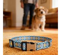 Smandy Printed Dog Collar, Basic Collars Metal Puppy Collar Soft Pet Buckle Accessories for Small Medium Large Pet Walking Running Training Printed Dog, Polyester Adjustable Soft (M)