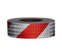 Smandy Reflective Tape Self Adhesive PVC Warning Tape 3000mm X 50mm High Reflectivity Hexagonal Pattern Wide Angle Reflection for Car Bike Motorcycle Ship (Red & White)