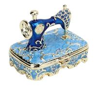 Smandy Sewing Machine Figurine Jewelry Box, Elegant Craftsmanship, Multifunctional Mini Enamel Trinket Box for Home Decor, Artisan Quality with Magnetic Closure, Ideal Art (Blue)