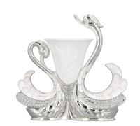 Smandy Swan Shape Spoon Holder, Zinc Alloy Elegant Coffee Dessert Spoon Set for Home Use, Compact Design for Fruits and Desserts (Silver)
