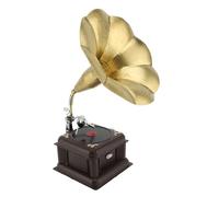 Smandy Vintage Phonograph Model Retro Gramophone Turntable Vintage Record Player with Erosion Resistant Iron Material for Home Decor Collectors Gift (Bronze)