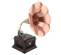 Smandy Vintage Phonograph Model Retro Gramophone Turntable Vintage Record Player with Erosion Resistant Iron Material for Home Decor Collectors Gift (Red Bronze)